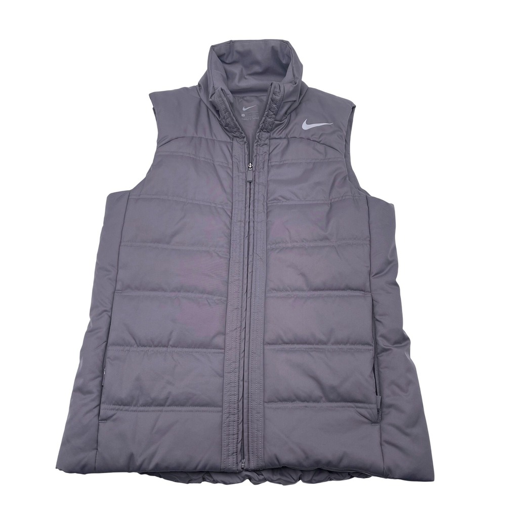 Nike Womens Running Puffer Vest Gunsmoke Gray S Workout Full Zip Performacnce